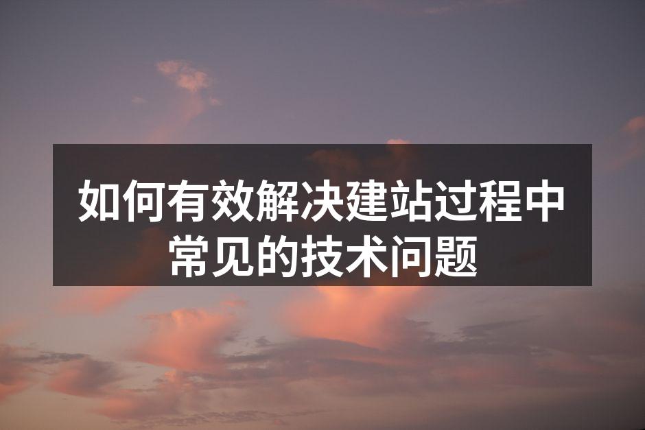 如何有效解决建站过程中常见的技术问题